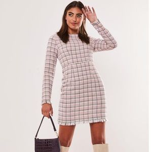 MISSGUIDED Pink Tweed Mini Dress